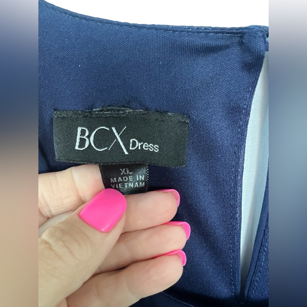 🆕 💙 NWOT BCX Navy Blue Fit & Flare Sleeveless Halter Dress | Women’s XL - Picture 9 of 10
